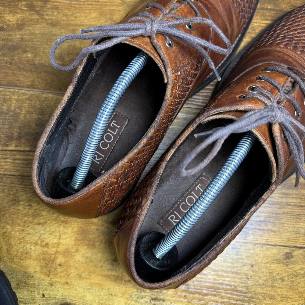RJ Colt Antwerp Brown‎ Leather Woven Oxford Dress Shoes Mens 10M